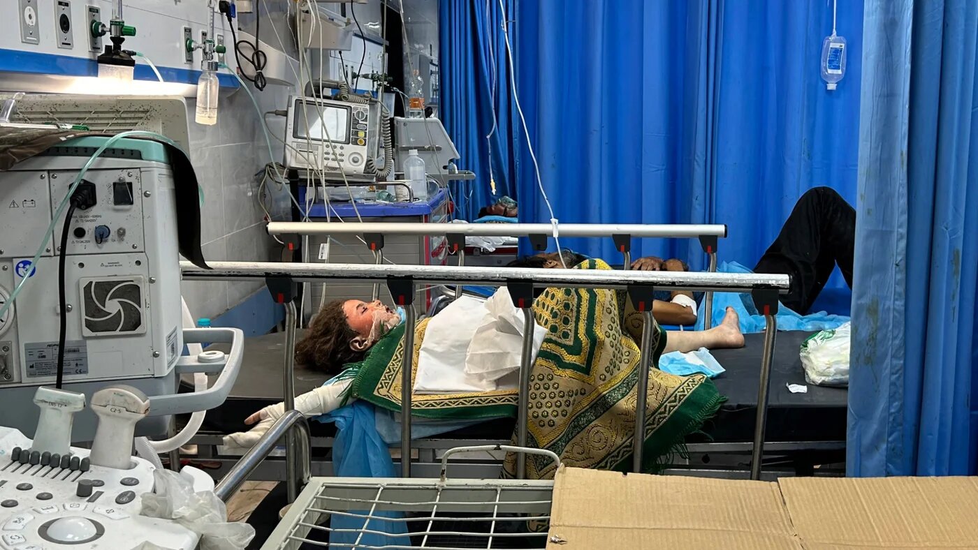 Patients receive treatment at Al-Shifa hospital in Gaza City on 10 November 2023 amid Israeli bombardment (AFP)