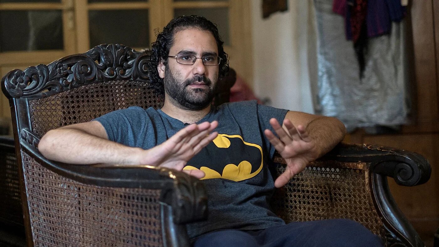 Egyptian activist and blogger Alaa Abdel Fattah gives an interview at his home in Cairo on May 17, 2019 (AFP)