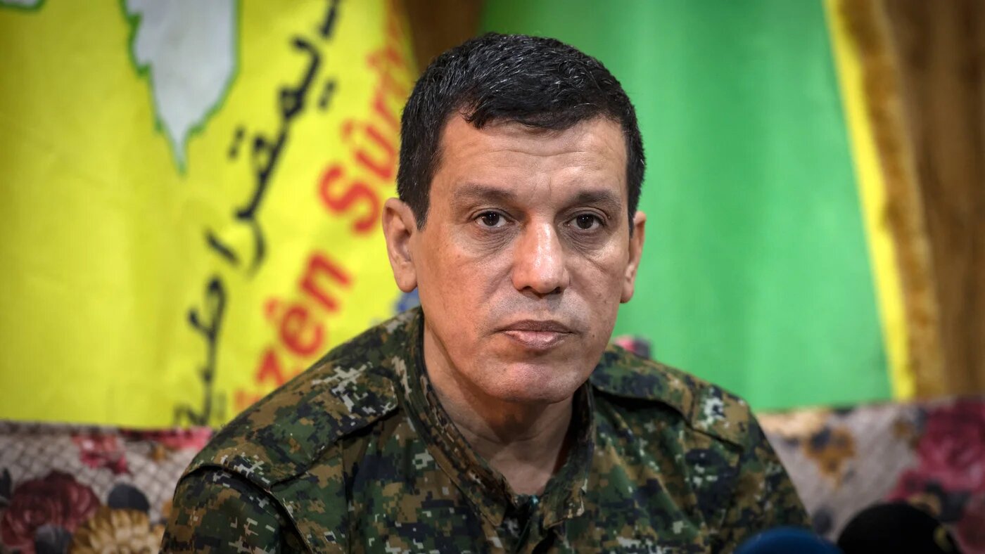 Mazloum Abdi gives a press conference near the northeastern Syrian Hassakeh province on 24 October 2019 (AFP)