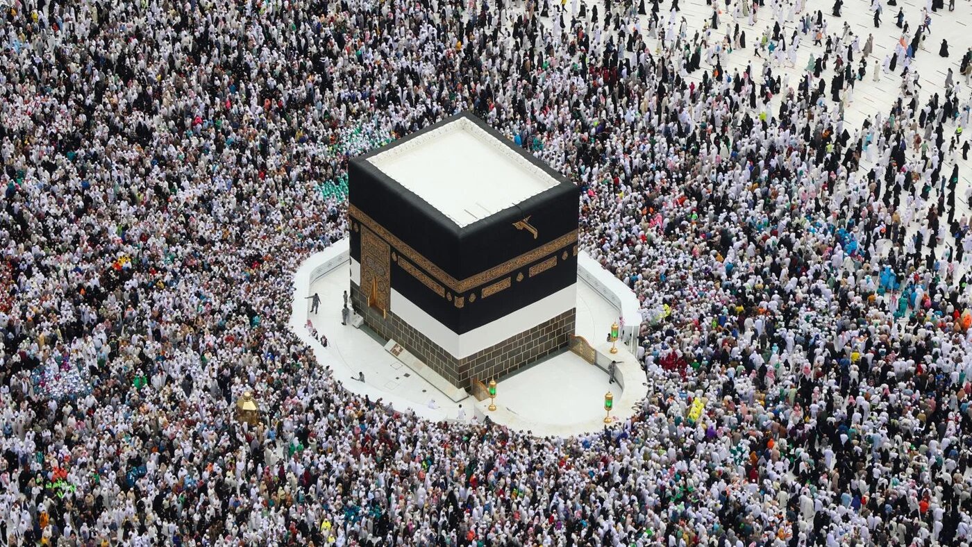 Worshippers perform the farewell tawaf (circumambulation) in the holy Saudi city of Mecca on July 11, 2022, marking the end of this year's Hajj (AFP)