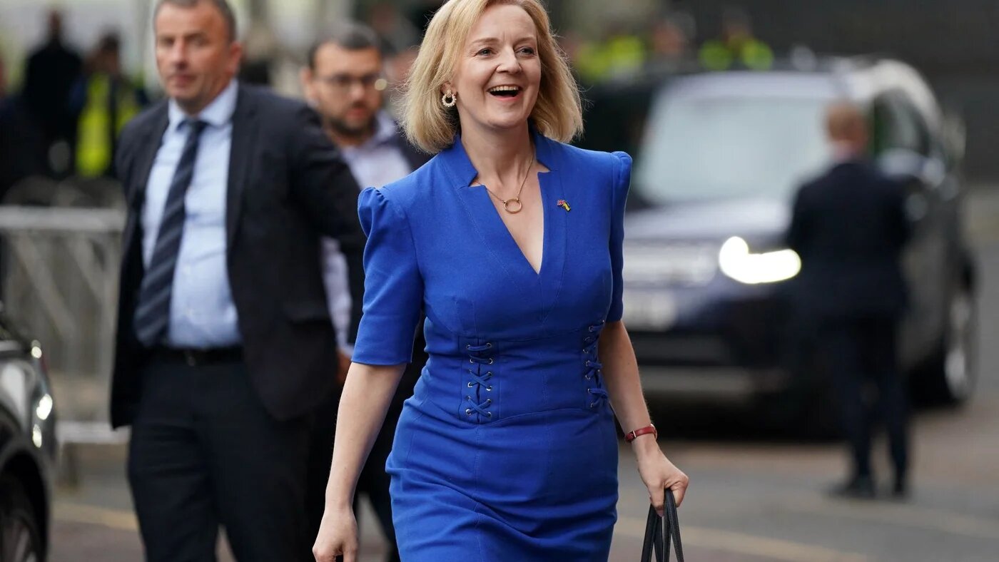 Liz Truss, Britain's Foreign Secretary and contender to become the country's next prime minister, arrives to appear on the BBC's 'The UK's Next Prime Minister: The Debate' in Victoria Hall in Stoke-on-Trent, central England, on July 25, 2022 (AFP)