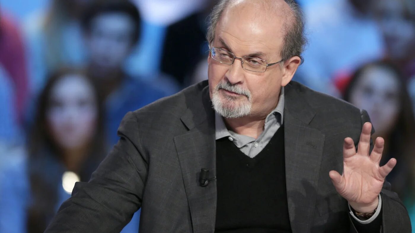 In this file photo taken on November 16, 2012, British author Salman Rushdie takes part in the TV show "Le grand journal" on a set of French TV Canal+ in Paris (AFP)