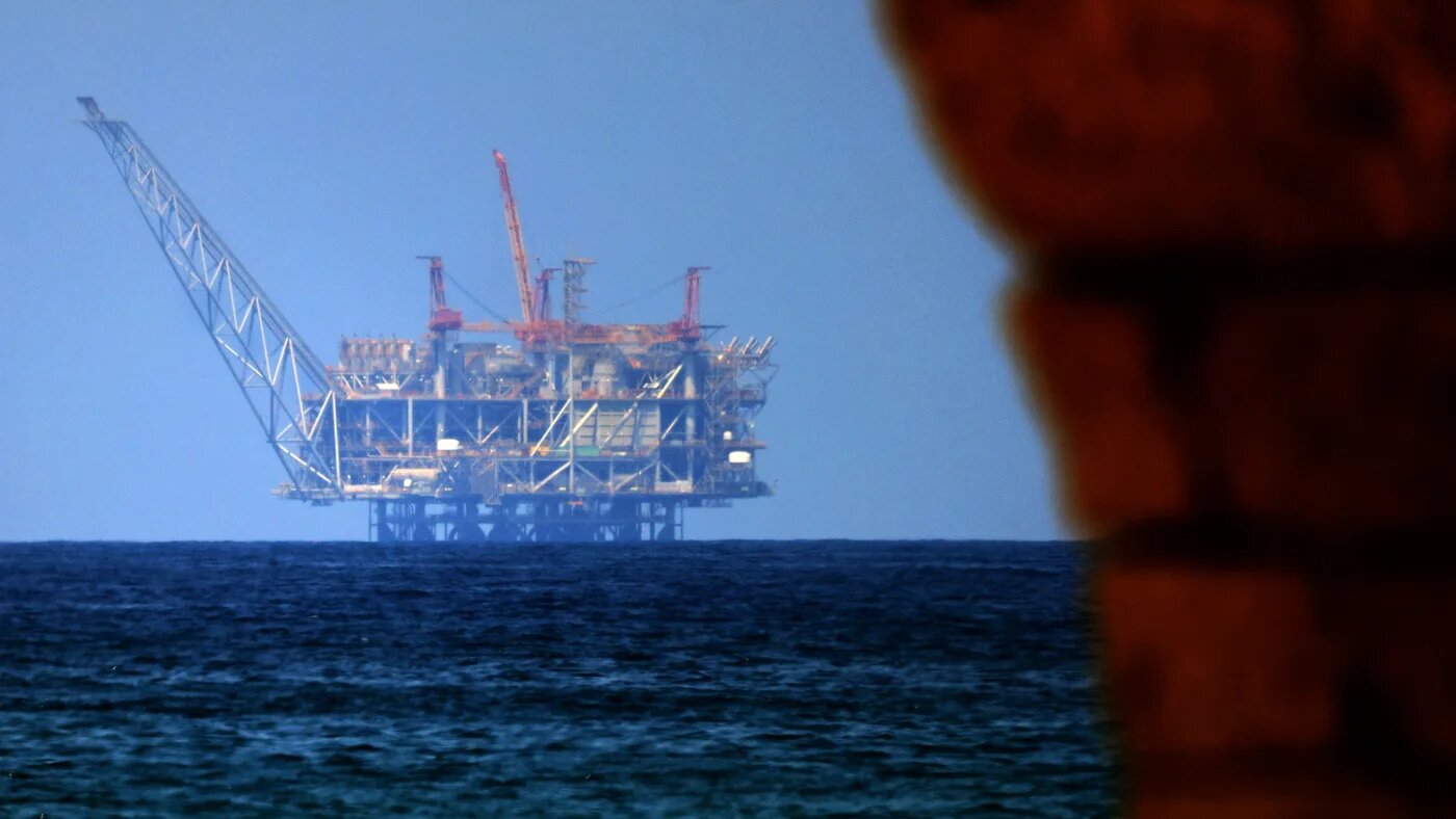 A view of the platform of the Leviathan natural gas field in the Mediterranean Sea is pictured from the Israeli northern coastal town of Caesarea, on 29 August 2022(Jack Gues/AFP)
