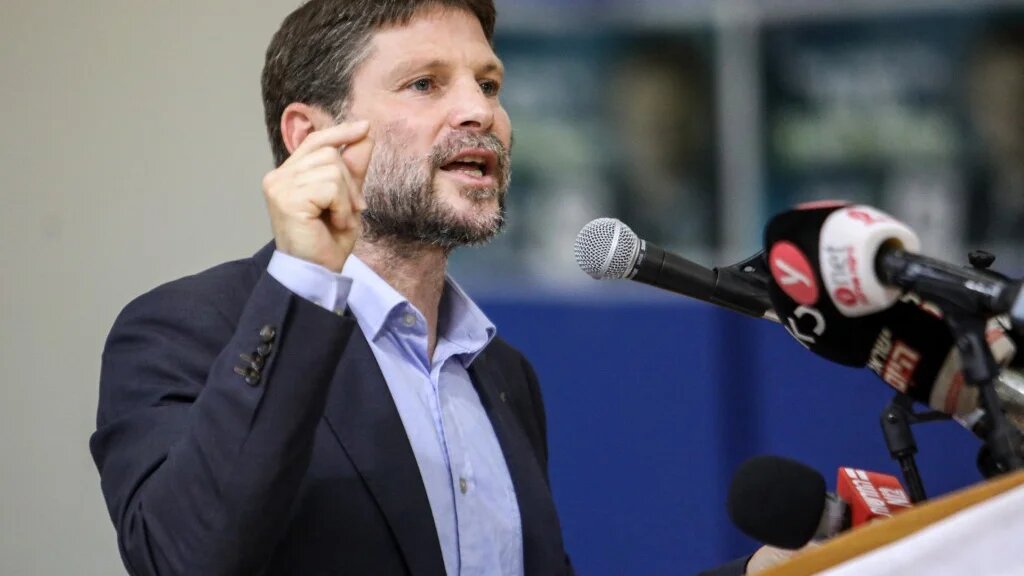 Bezalel Smotrich, Israeli far-right lawmaker and leader of the Religious Zionist Party, speaks during a rally with supporters in the southern Israeli city of Sderot on 26 October 2022 (AFP)