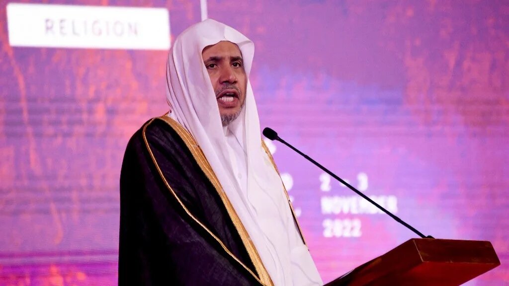 Secretary General of Muslim World League Muhammad bin Abdul Karim Al-Issa speaks at the G20 Religion Forum (R20) Summit of Religious Leaders in Nusa Dua on the Indonesian resort island of Bali on November 2, 2022. (AFP)