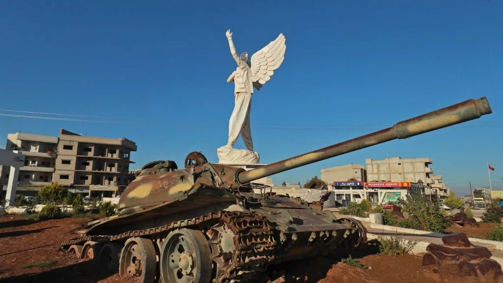 A picture shows a view of the "Free Woman" square in the Syrian Kurdish town of Kobane, also known as Ayn al-Arab, in the north of the Aleppo governorate on 20 November 2022 (AFP)
