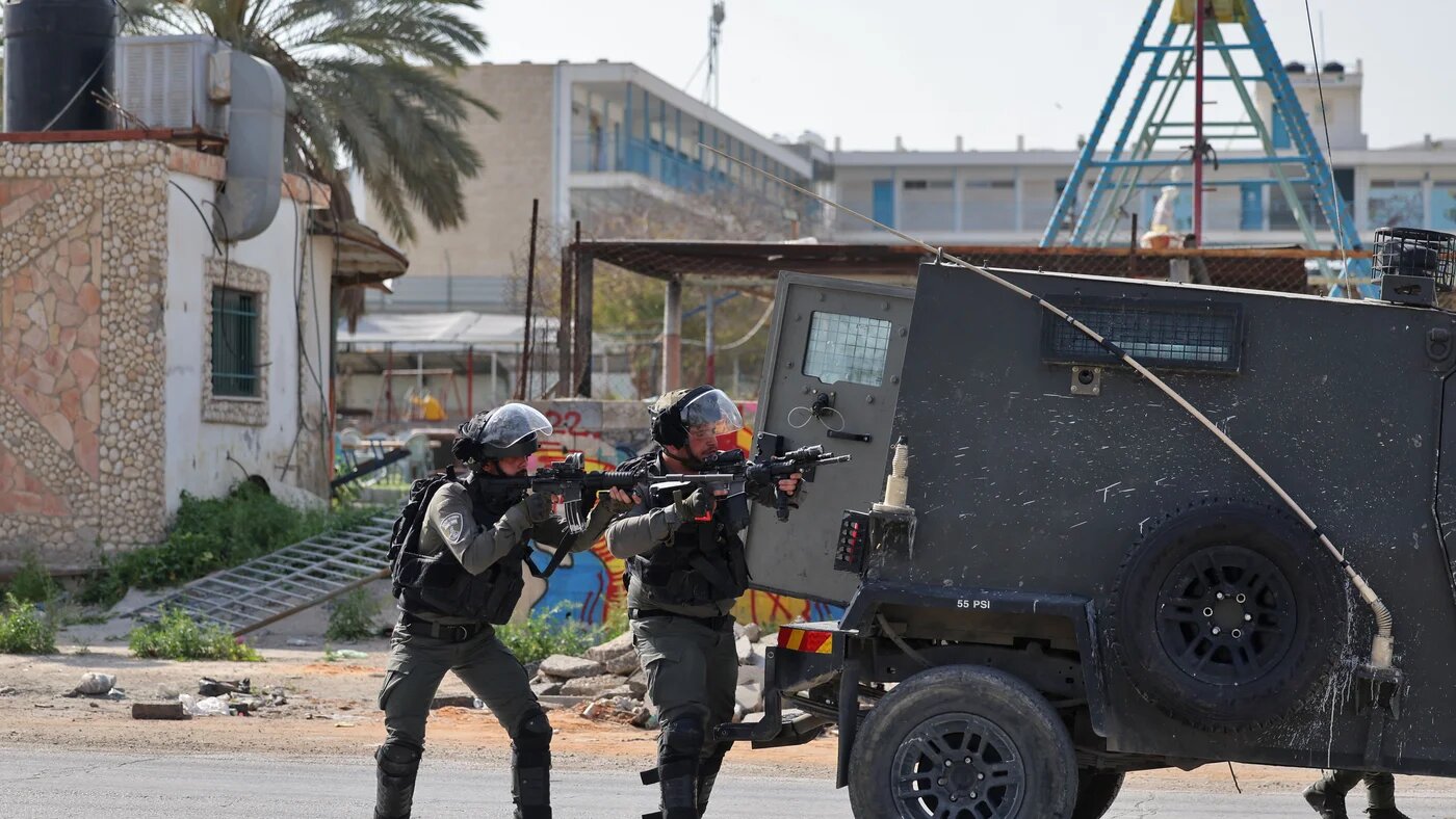 Israeli soldiers during a military raid in the occupied West Bank city of Jericho on 1 March 2023 (AFP)