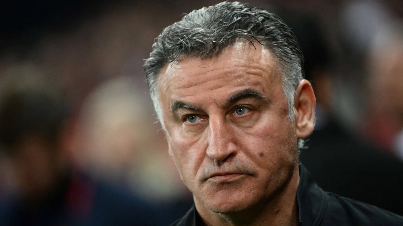 Paris Saint-Germain's coach Christophe Galtier is seen ahead of football match between Nice (OGCN) and PSG at the Allianz Riviera stadium in Nice, on 8 April 2023 (AFP)