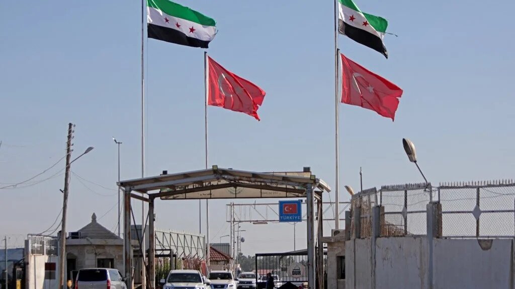 A convoy transporting a delegation of US representatives arrives through Syria's Bab al-Salama crossing with Turkey as part of their visit to the rebel-held areas of Aleppo province, on 27 August 2023.