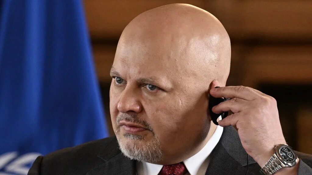 International Criminal Court (ICC) Prosecutor Karim Khan attends a press conference at the San Carlos Palace in Bogota, on April 25, 2024. (AFP)