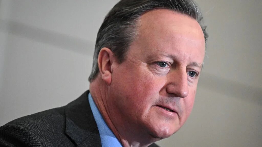 Former British Foreign Secretary Lord Cameron speaks during a press briefing at the Foreign Press Association, in central London, on 13 June 2024 (Justin Tallis / AFP)