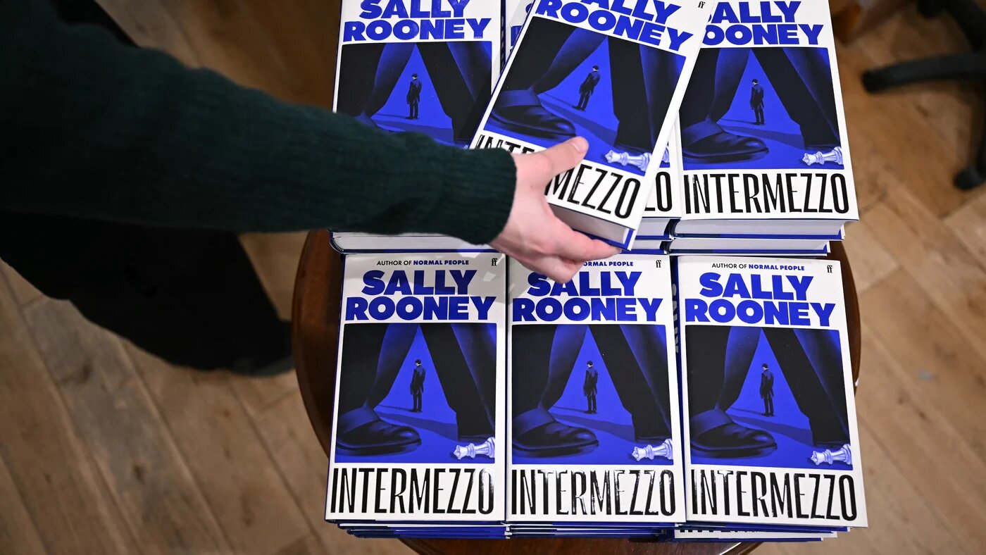 Copies of Sally Rooney's 'Intermezzo' on display in a bookshop