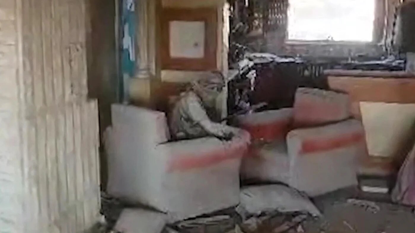 Drone footage of Hamas leader Yahya Sinwar moments before he was killed, in the neighbourhood of Tal al-Sultan in Rafah in the southern Gaza Strip, 17 October 2024 (Israeli Army/AFP)