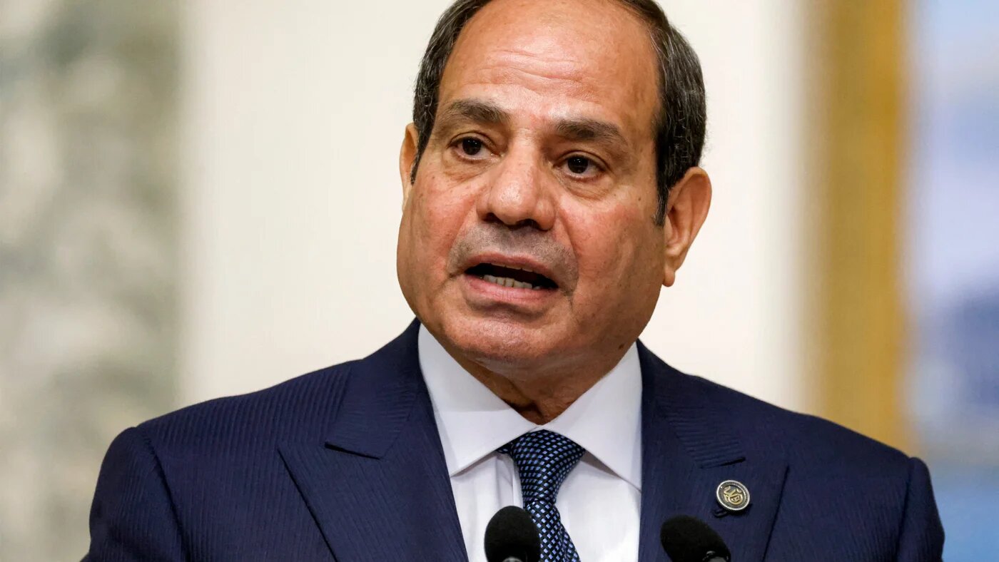 Egyptian President Abdel Fattah el-Sisi speaks at a press conference in Cairo on 7 April 2025 (Ludovic Marin/AFP)