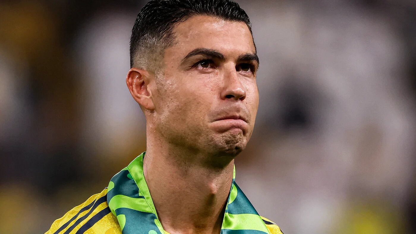 Nassr's Portuguese forward #07 Cristiano Ronaldo looks on during the line-up before the Saudi Pro League football match between Al-Nassr and Al-Riyadh SC at Al-Awwal Park in Riyadh on September 20, 2025. Fayez NURELDINE / AFP