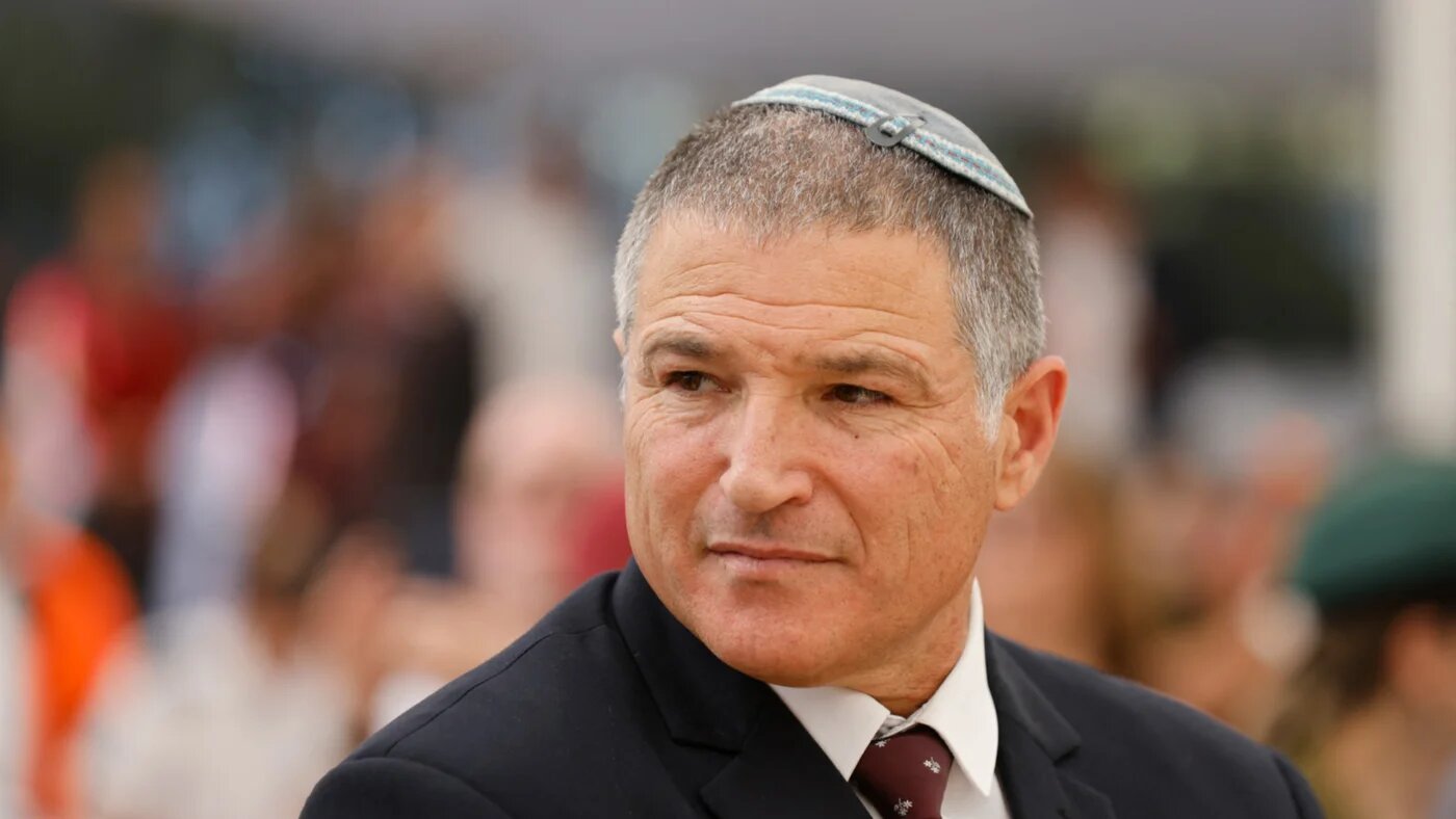 Head of the Shin Bet domestic security service David Zini participates in a state memorial ceremony for the fallen soldiers at the Mount Herzl military cemetery in Jerusalem on 16 October 2025 (Olivier fitoussi/AFP)