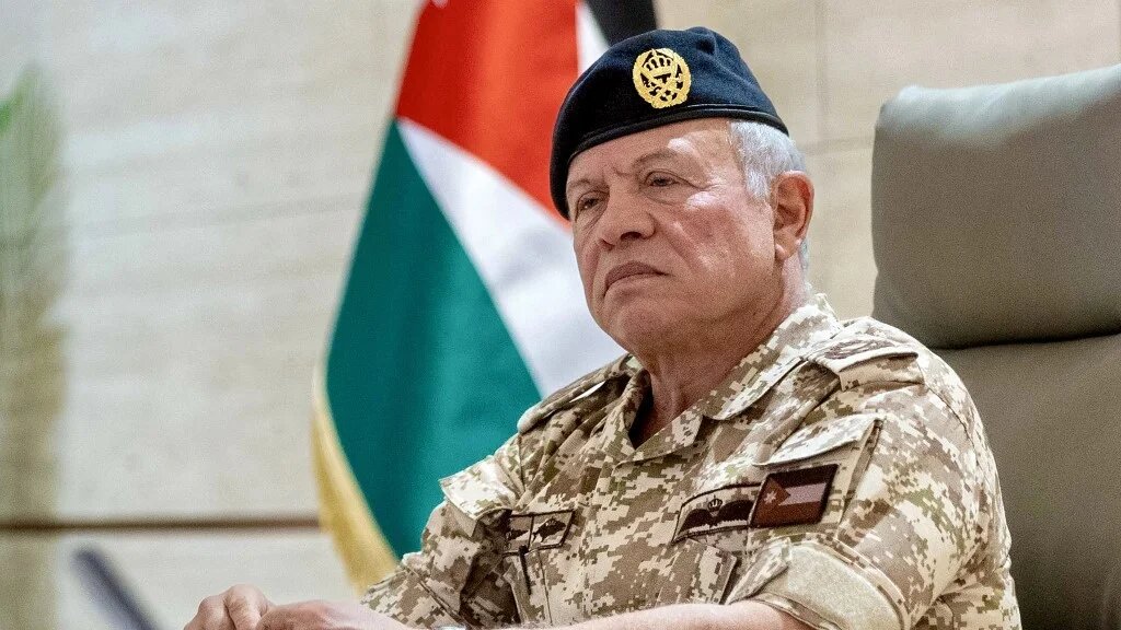 Jordan's King Abdullah II visits the General Command of the Jordan Armed Forces in Amman on 8 March (Jordanian Royal Palace/AFP)