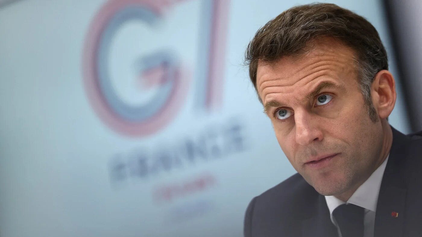French President Emmanuel Macron chairs a video conference of G7 leaders to discuss war in Iran on the world economy in Paris, 11 March.