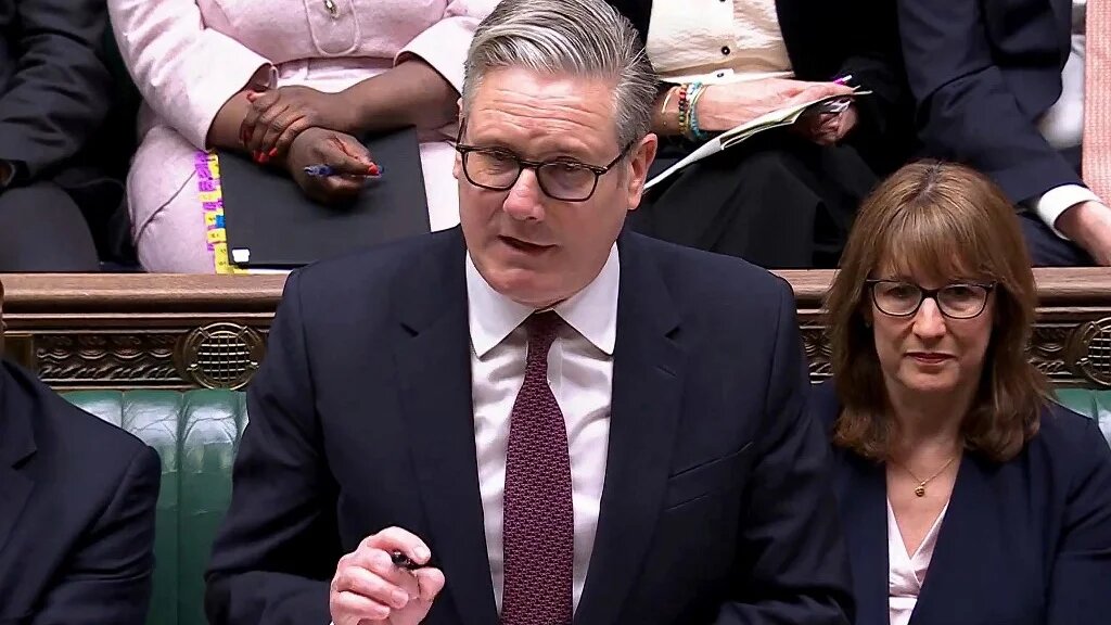 Britain's Prime Minister Keir Starmer speaking during Prime Minister's questions (PMQ'S) in the House of Commons at parliament in central London.