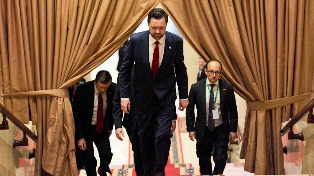 US Vice President JD Vance arrives for a meeting with Pakistani Prime Minister Shehbaz Sharif amid the US-Iran peace talks in Islamabad on 11 April 2026 (AFP)