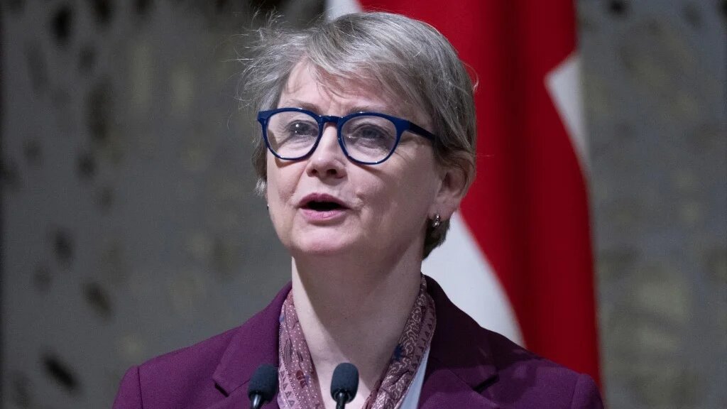 Britain's Foreign Secretary Yvette Cooper speaks during a joint press conference with Japan's Foreign Minister Toshimitsu Motegi at the Iikura Guest House in Tokyo on April 20, 2026.