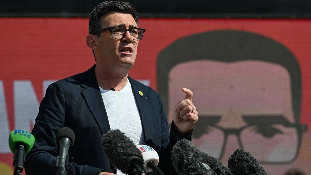 Andy Burnham speaks at the launch of his by-election campaign in Makerfield, Greater Manchester, on 22 May (AFP)