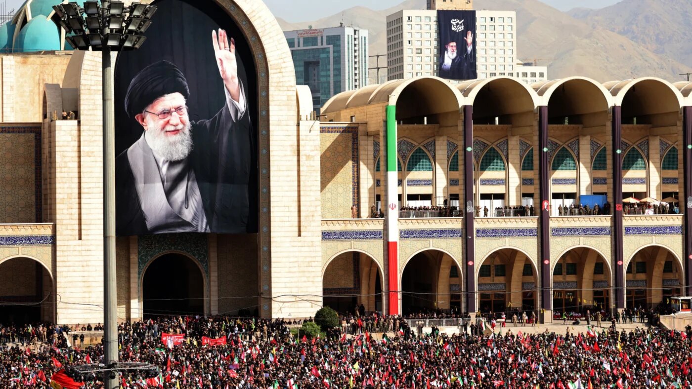 Mourners gather at the Grand Mosalla to pay their final respects to Iran's slain supreme leader Ayatollah Ali Khamenei in Tehran on 4 July 2026 (Atta Kenare/AFP)