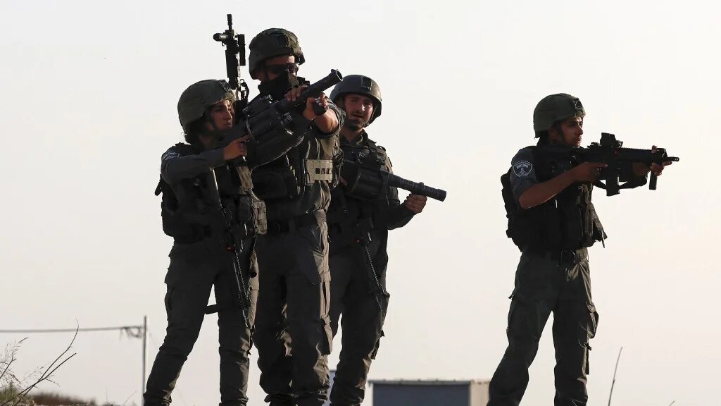 Israeli soldiers near the Palestinian village of Tell in the occupied West Bank on 25 July 2026 (Jaafar Ashhtiyeh/AFP)