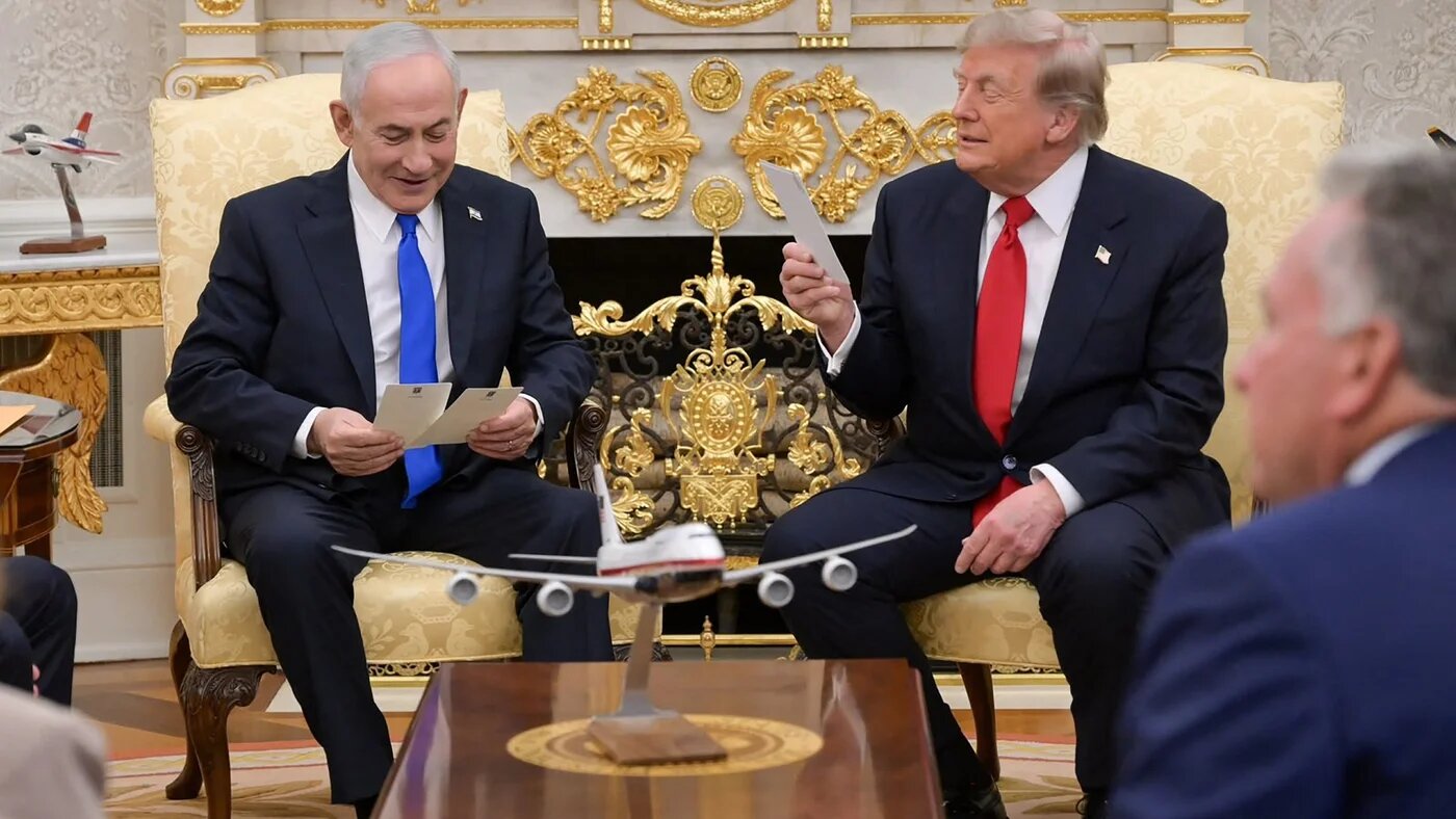 Israel's Prime Minister Benjamin Netanyahu meets with US President Donald Trump in the Oval Office of the White House in Washington on 28 July 2026 (Israeli Government Press Office/AFP)