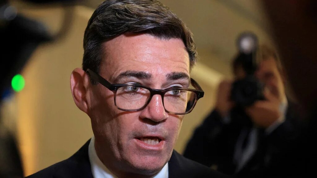 Britain's Prime Minister Andy Burnham speaks to the media after attending a preview event for the Bayeux Tapestry Exhibition, at the British Museum in London on September 2, 2026.