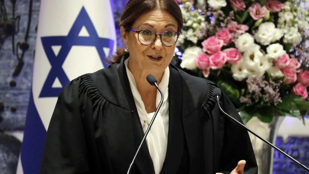 Israeli president of the Supreme Court, Esther Hayut, delivering a speech in Jerusalem. (AFP/file)