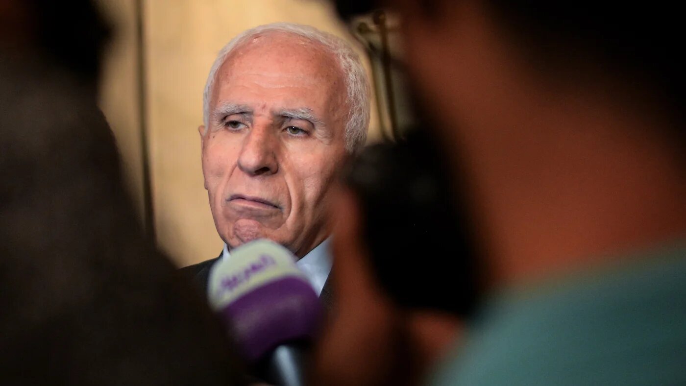 Azzam al-Ahmad speaks during a press conference in the Egyptian capital Cairo on 22 November 2017 (AFP)