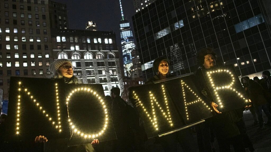 Manifestation opposée à la guerre contre l’Iran à New York, le 9 janvier 2020 (AFP)