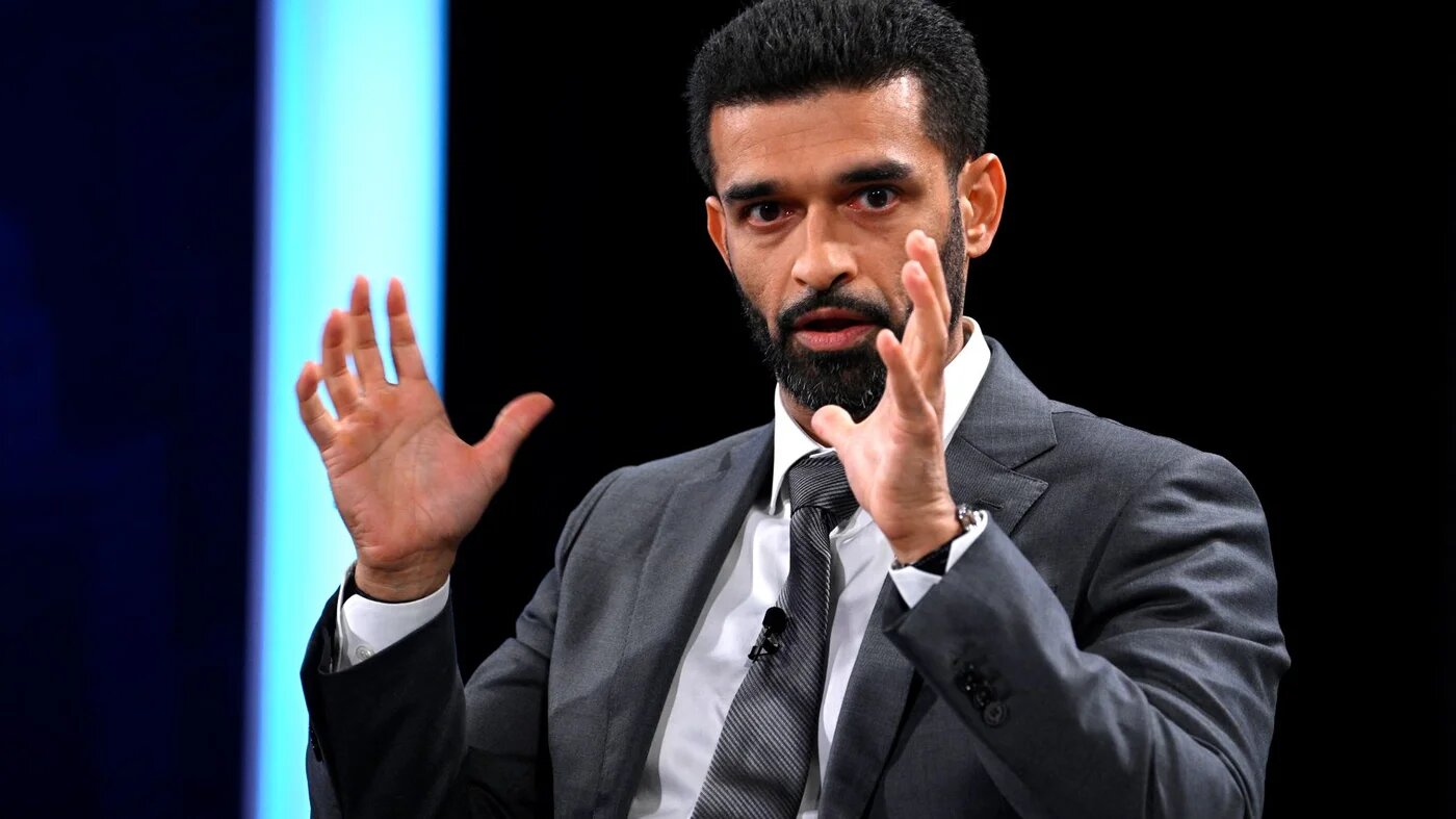 Hassan Al-Thawadi, Secretary General of the Supreme Committee for Delivery & Legacy speaks on stage during The 2022 Concordia Annual Summit (AFP)
