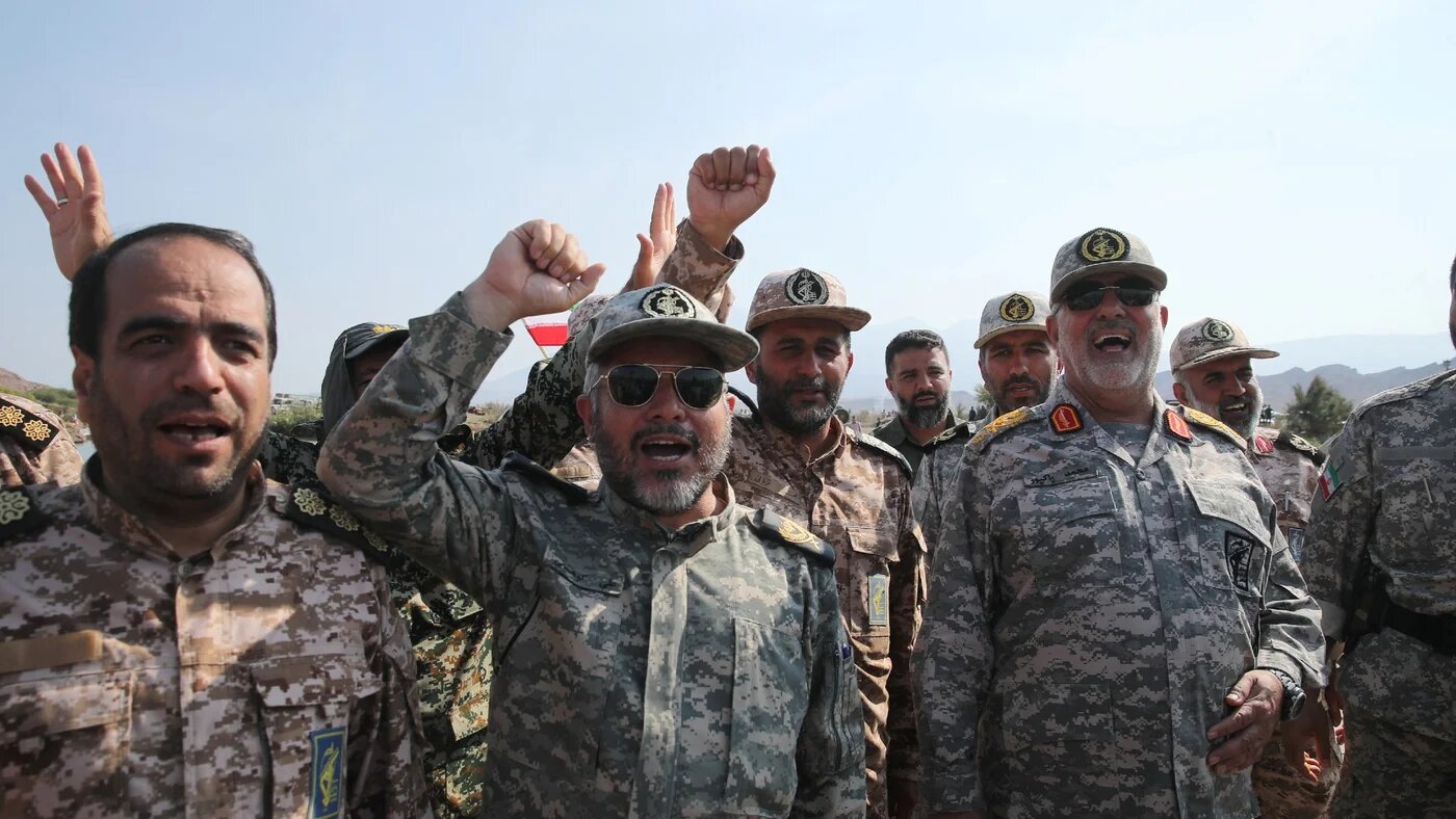 Members of the Islamic Revolutionary Guard Corps attend a ground forces military drill in the Aras area, East Azerbaijan province, Iran, 19 October (Reuters)