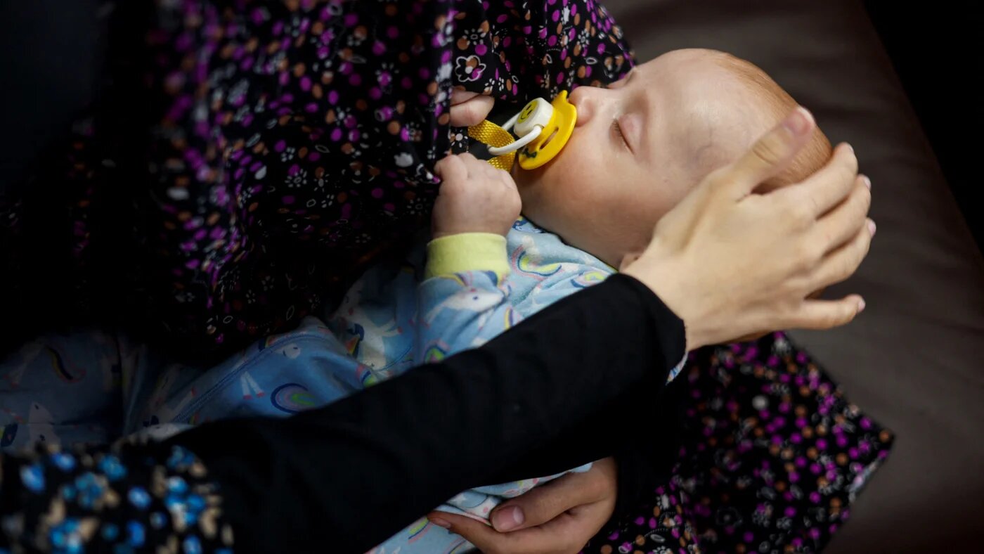 Palestinian infant born as a premature baby pictured at Al-Emirati hospital in Rafah on 24 April 2024 (Retuers/Mohammed Salem)