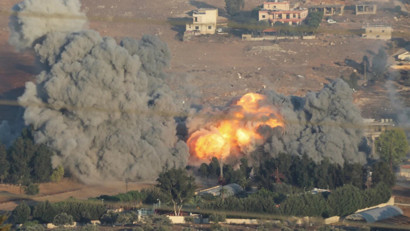 Smoke billows over Khiam following Israeli bombardment, as pictured from Marjayoun, in southern Lebanon near the border with Israel, on 28 September (Reuters/Karamallah Daher)