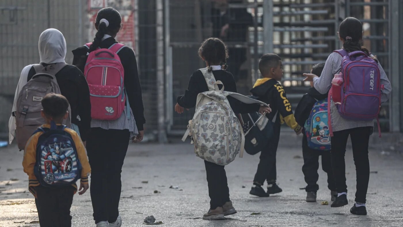 Israeli army forces close Shuhada Street checkpoint and prevent students from moving around the centre of Hebron in the West Bank, on 6 October 2024 (Mamoun Wazwaz/IMAGO/APAimages via Reuters)
