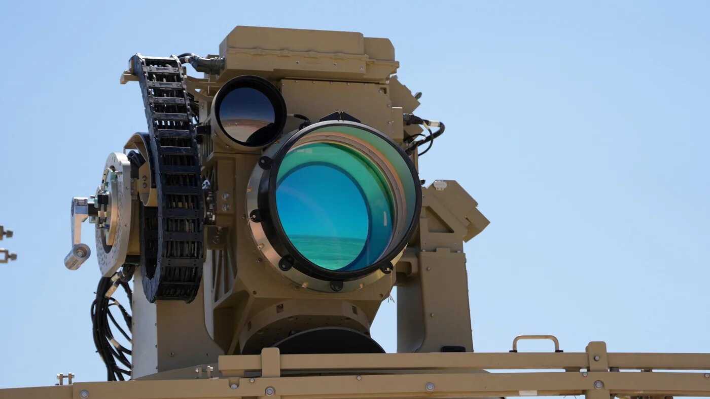 The Iron Beam laser anti-missile interception system pictured in Israel (Israel Defence Ministry/Handout via Reuters)