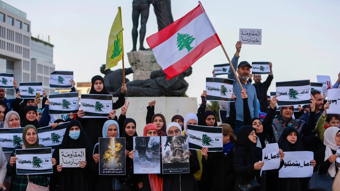 Lebanese protesters gather in Martyrs' Square in Beirut to reject direct negotiations with Israel, expressing opposition to normalisation and diplomatic engagement, on 13 April 2026 (Abdul Kader Al Bay/ZUMA Press Wire)