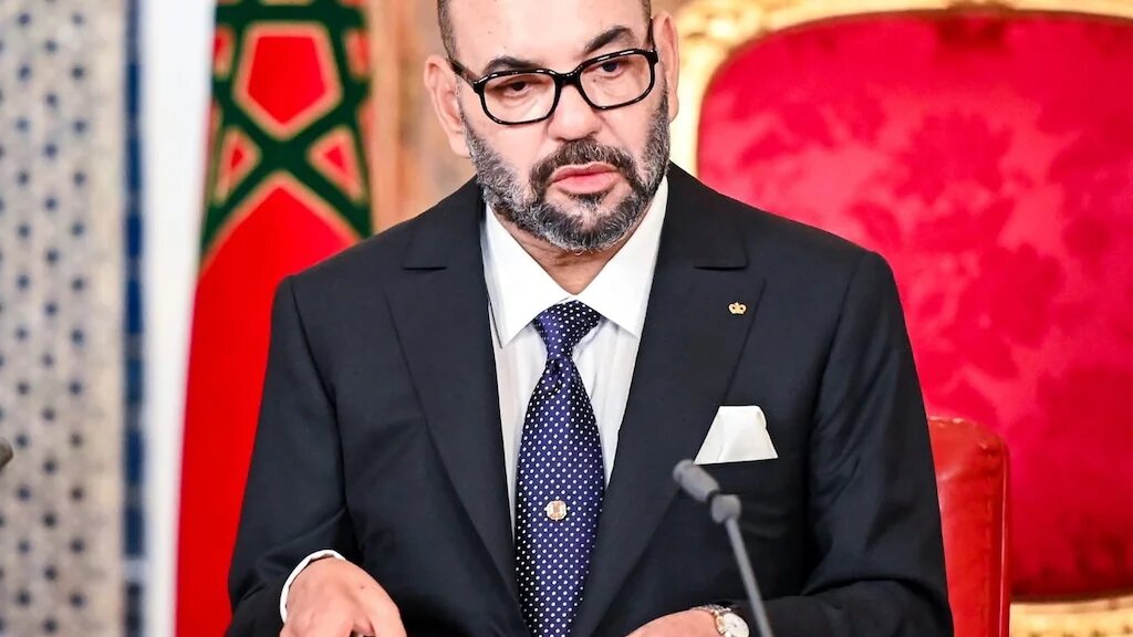 Le souverain marocain prononçant son discours, le samedi 31 juillet 2021 (Twitter @MarocDiplomatie)