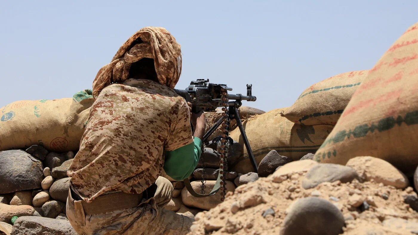 A fighter with forces loyal to Yemen's Saudi-backed government