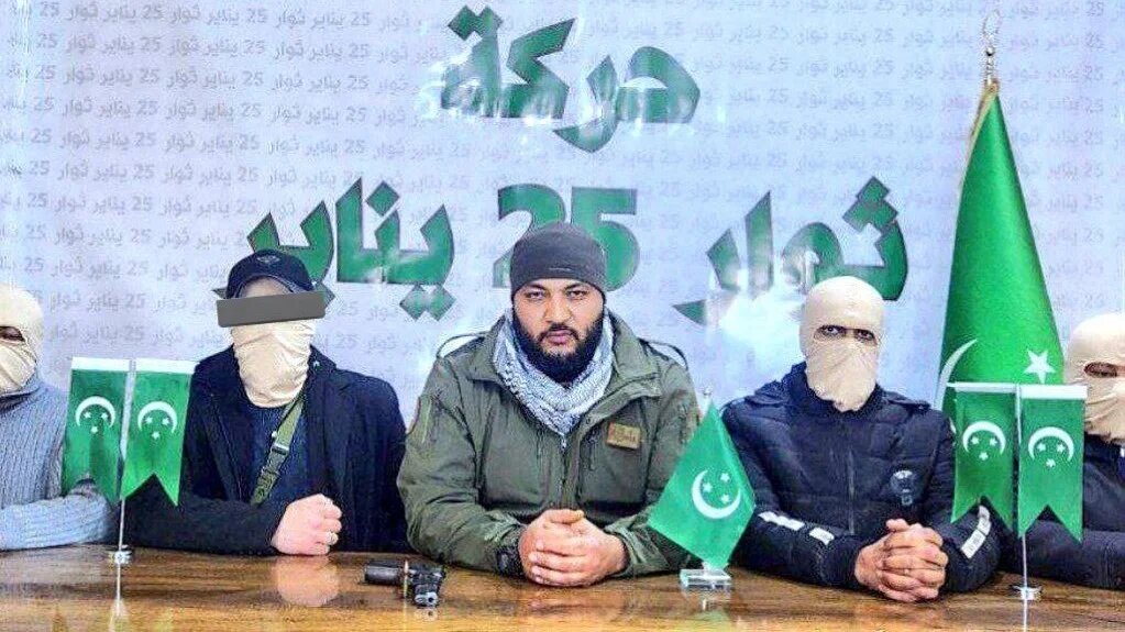Ahmed al-Mansour addresses the camera along with other members of the January 25 Revolutionaries (X)