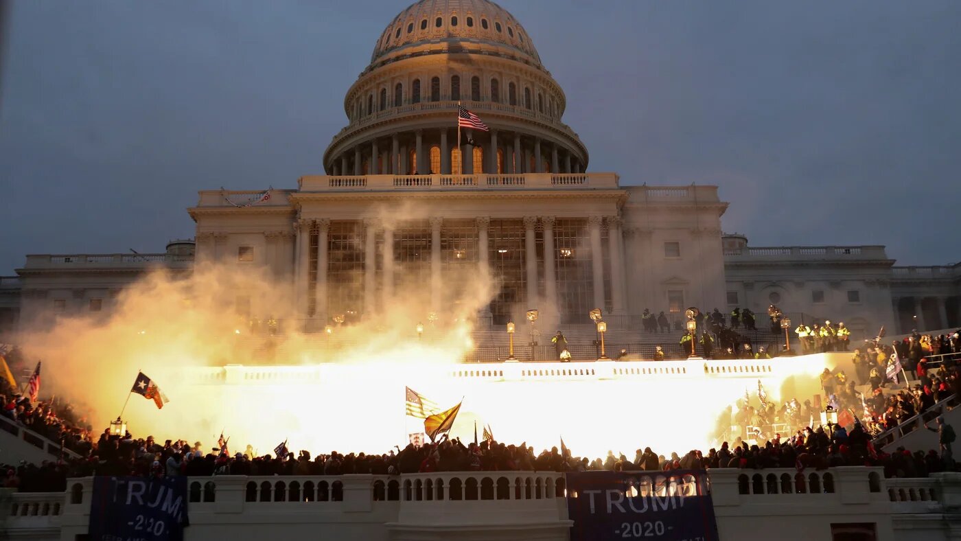 Supporters of President Donald Trump gathered in front of the US Capitol Building in Washington on Wednesday, with some forcing their way into the building (Reuters)