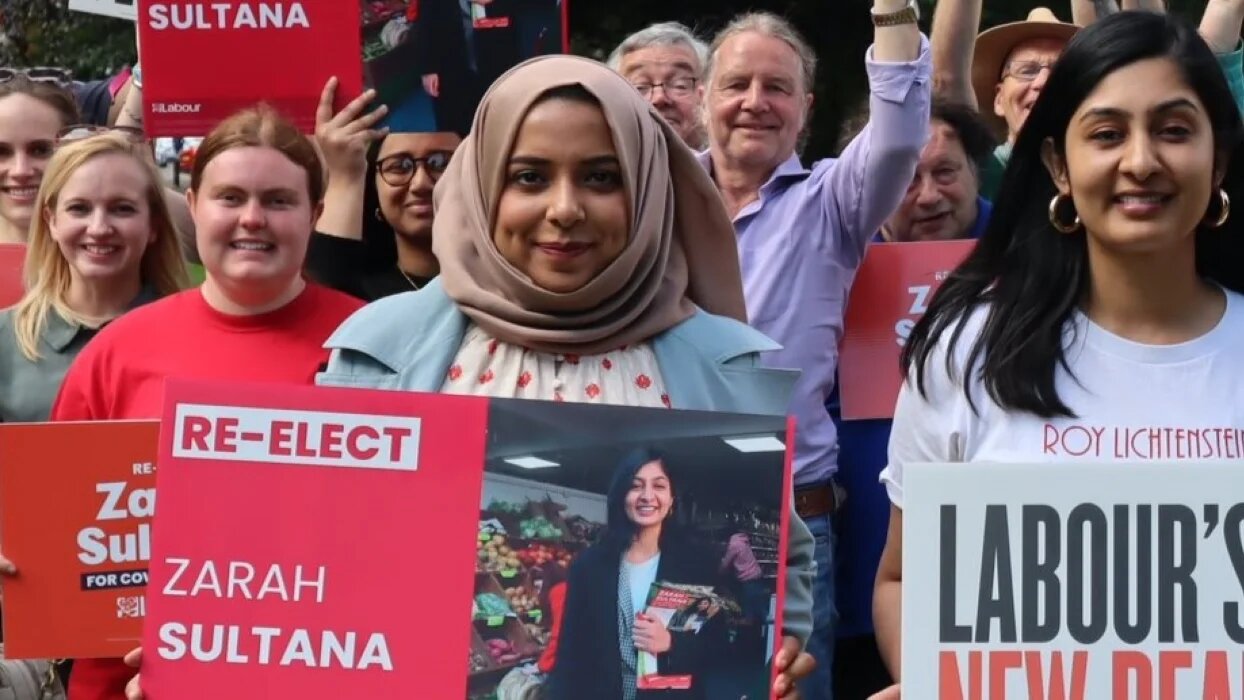 Begum pictured campaigning with another suspended MP, Zarah Sultana, in June (Apsana Begum/X)