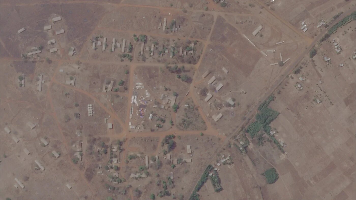The Ethiopian army base at Asosa providing support for Sudan's Rapid Support Forces, shown on 29 March 2026 (Imagery © 2026 Planet Labs/Analysis Yale HRL)