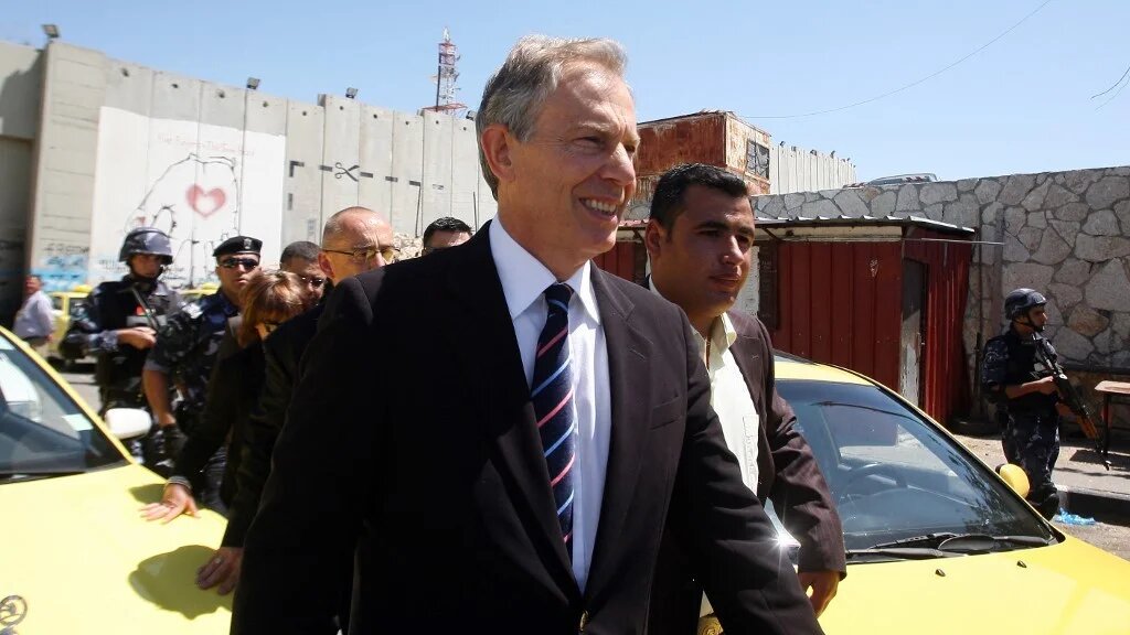 Middle East Quartet envoy Tony Blair visits Bethlehem on 15 April 2010 (Musa al-Shaer/AFP)