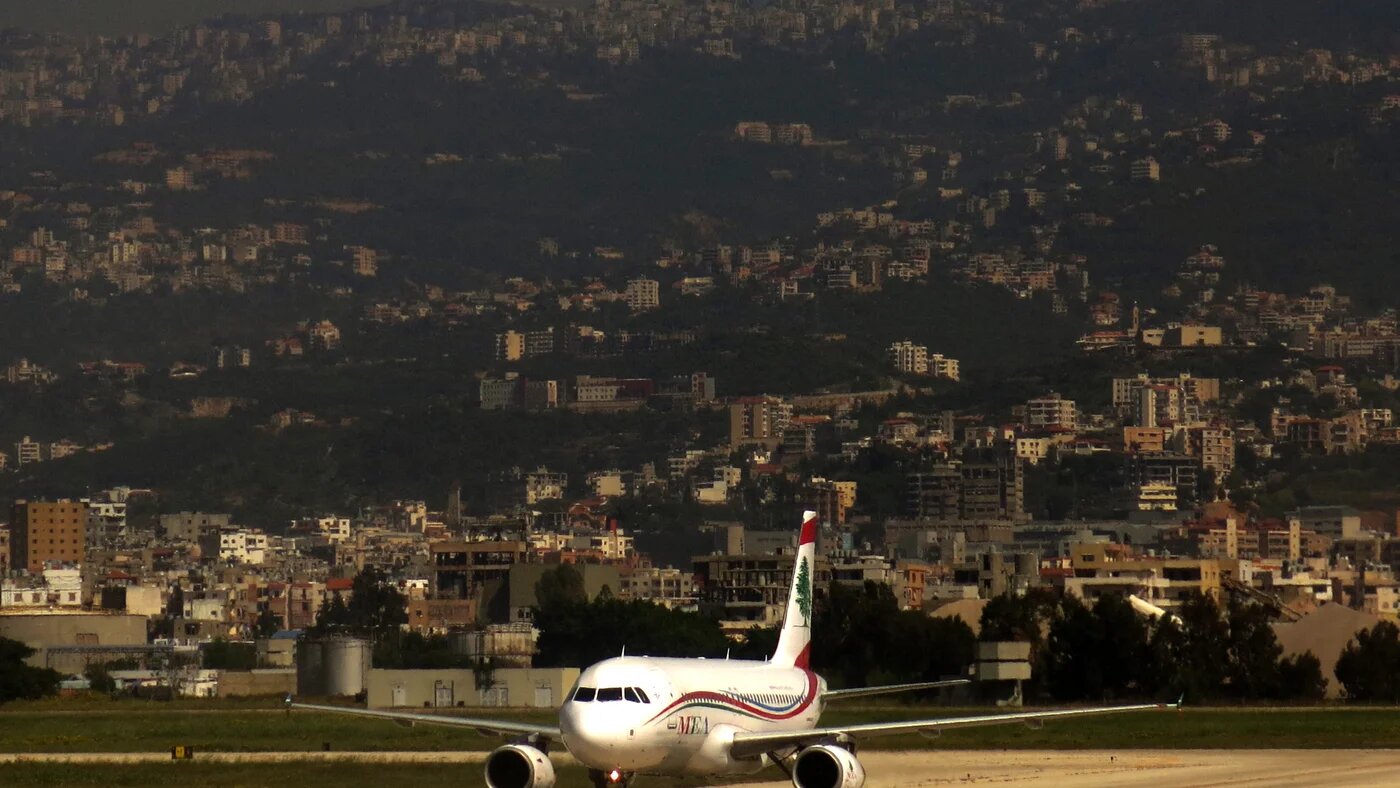 A picture taken on April 11, 2014 shows a Middle East Airlines (MEA) commercial plane preparing to take off from Beirut's Rafic Hariri International Airport. (Patrick Baz / AFP)