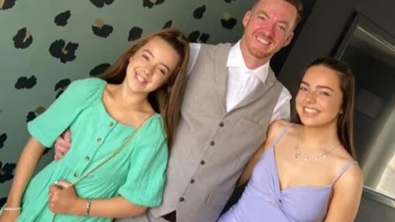 A photo of Brian Glendinning with his daughters Heidi and Lexi (supplied)