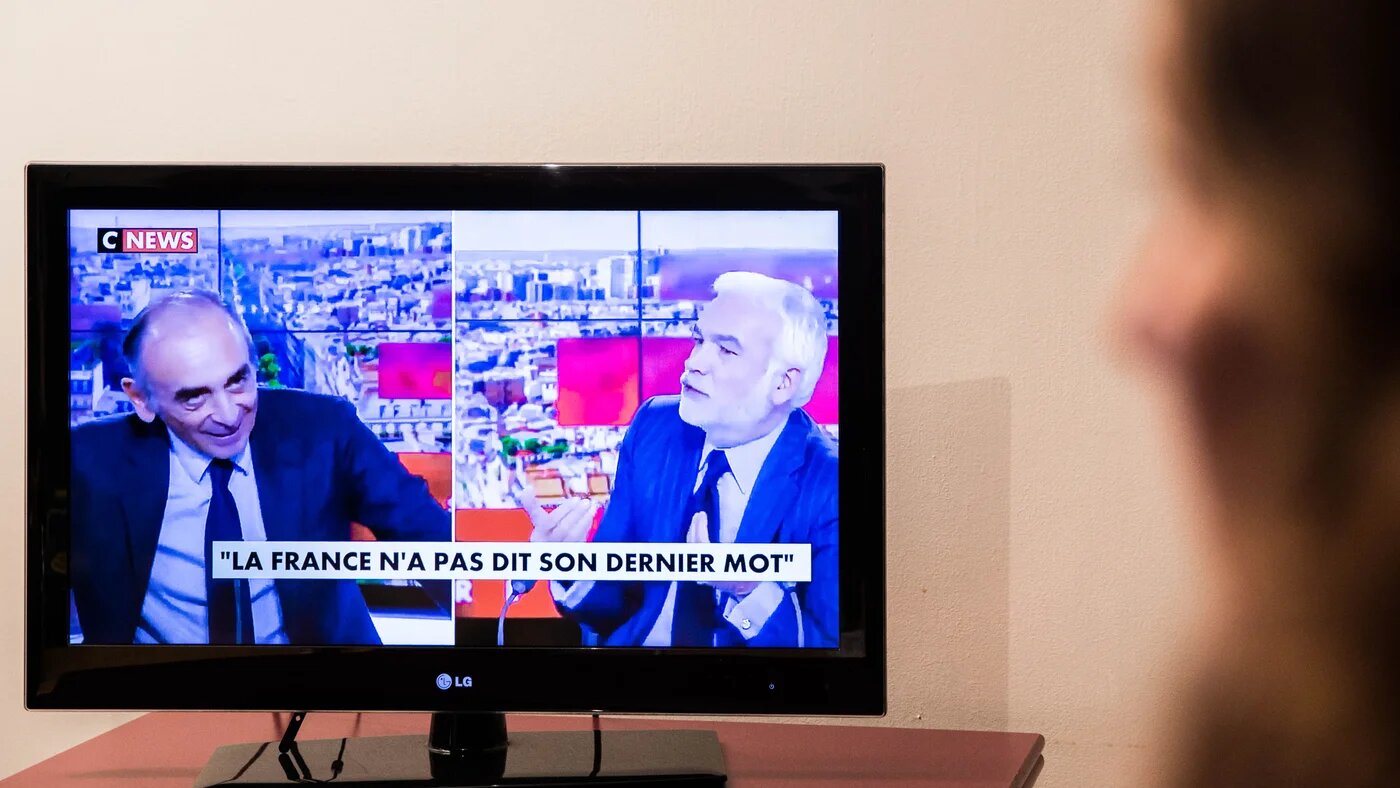 CNews has been a vital platform for far-right figures such as former presidential candidate Eric Zemmour (left) (MEE/Samia Lokmane)